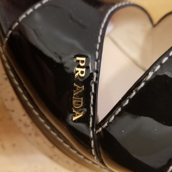 Prada black patent wedge sandals, size 38, excellent condition - Picture 2 of 8